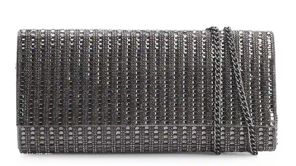 Clutch Strass Prata Grafite
