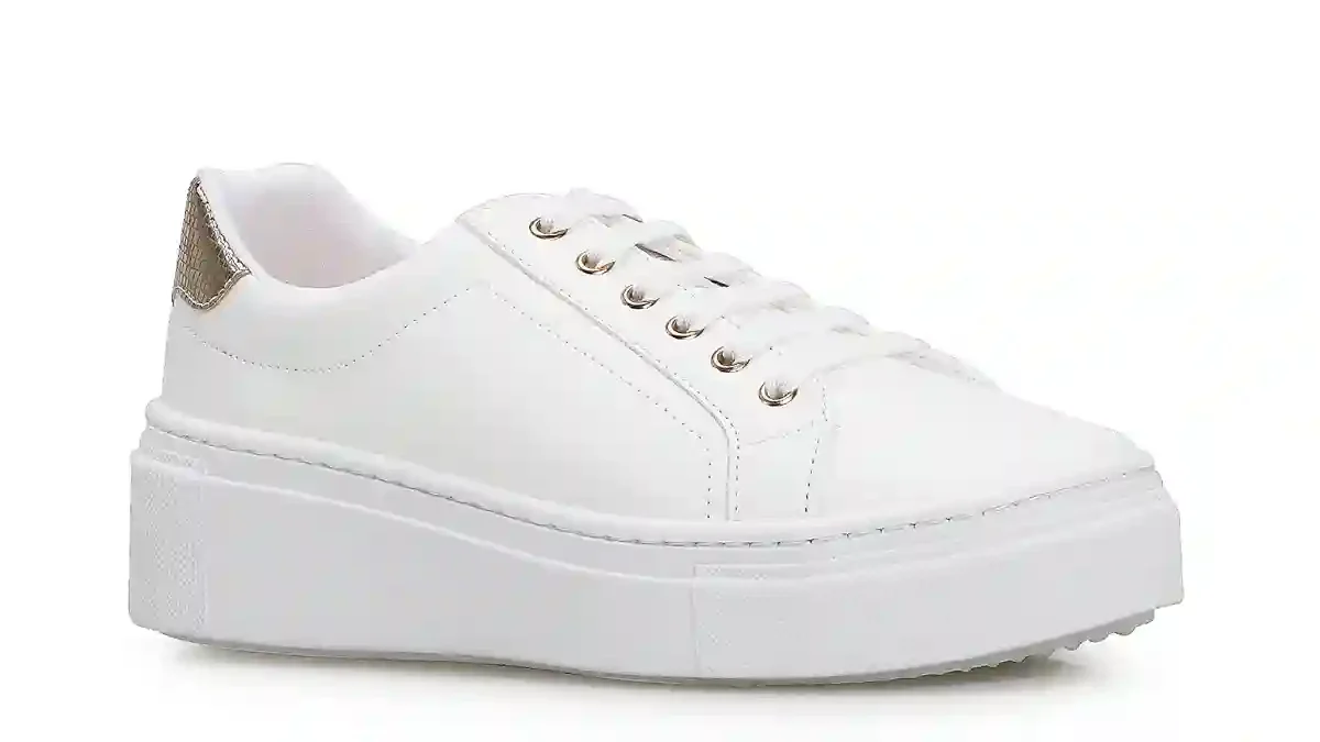 Tênis Flatform Alt Branco/Dourado