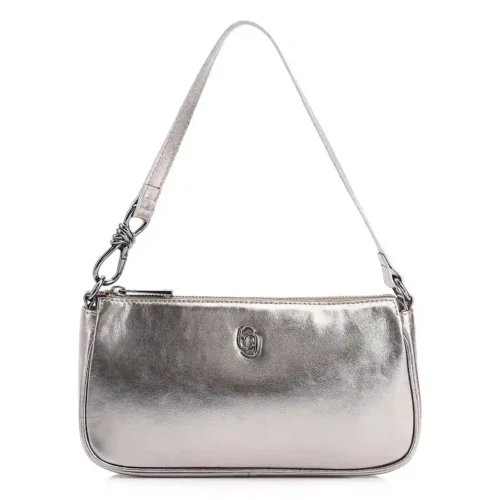 Bolsa De Ombro Couro Prata
