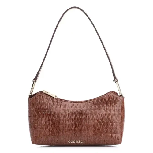 Bolsa De Ombro Tramado Couro Marrom
