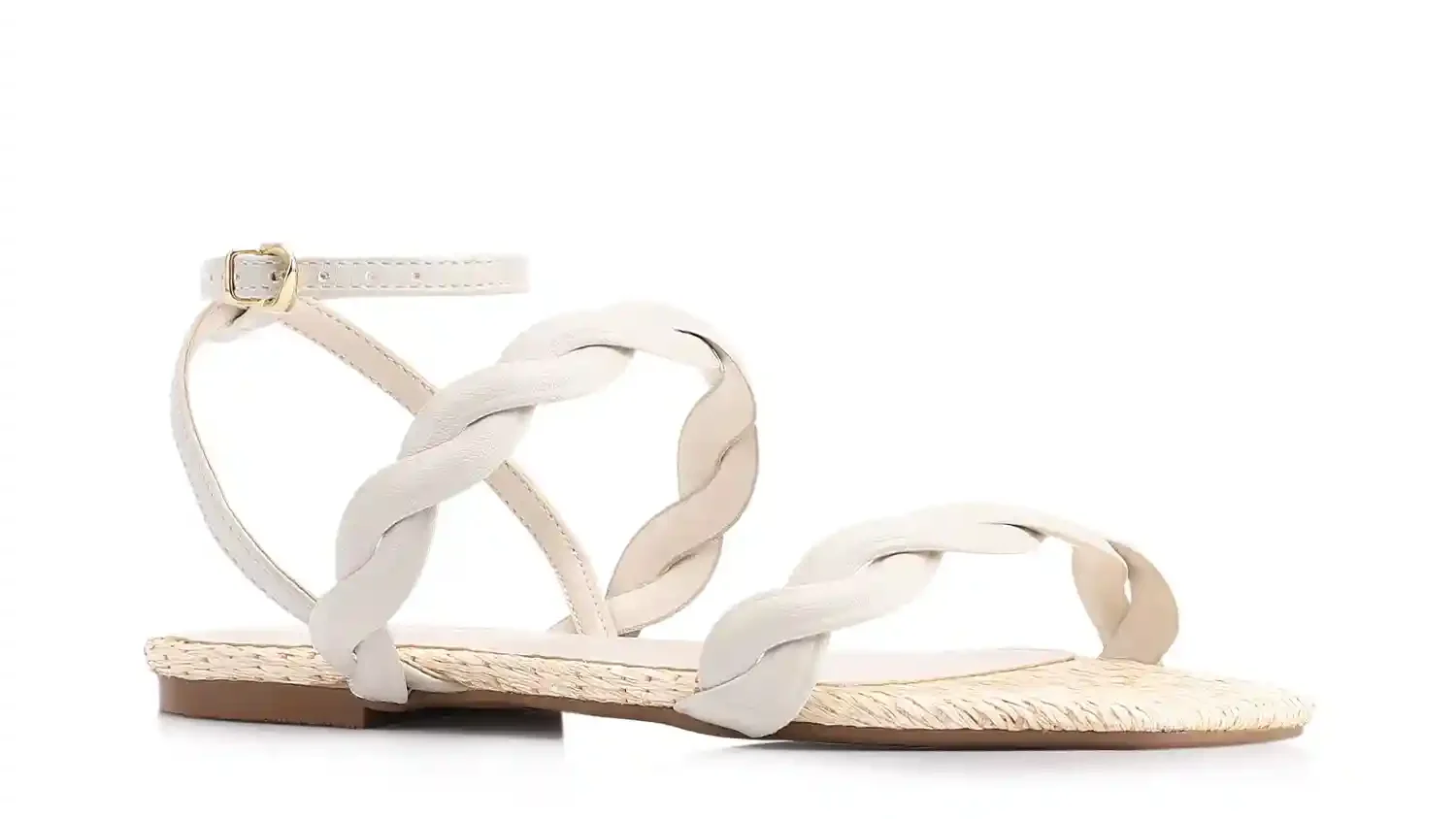 Rasteirinha Couro Off White/Ráfia Natural
