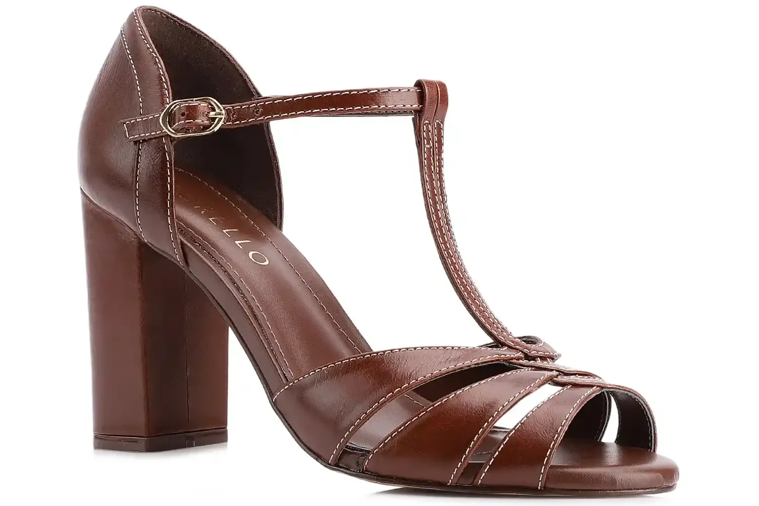 Sandália Tira t Couro Marrom Escuro
