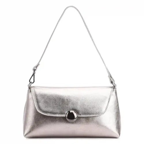 Bolsa De Mão Couro Prata