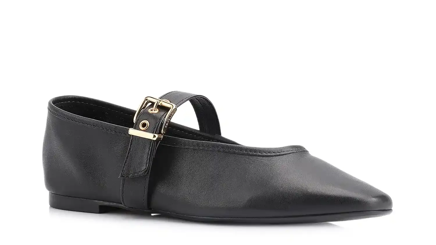 Sapatilha Fivela Couro Preto
