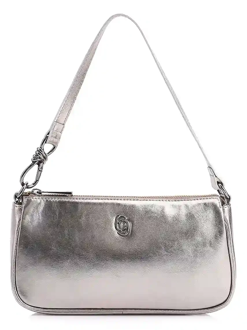 Bolsa De Ombro Couro Prata
