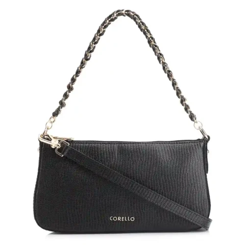 Bolsa Ombro Couro New Lezard Preto
