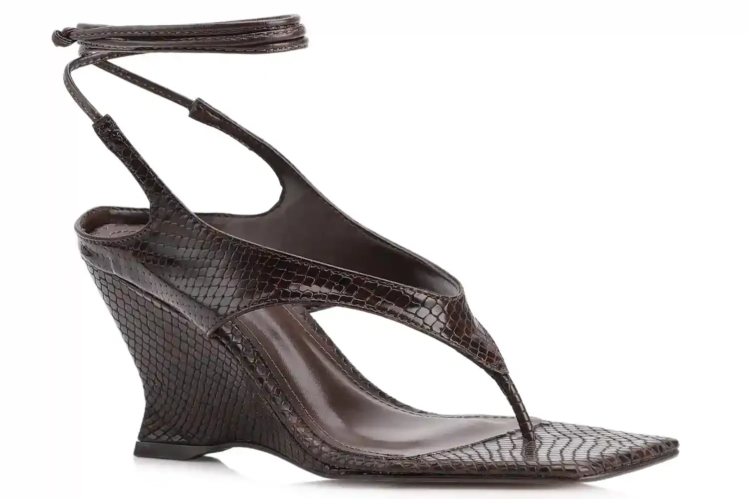 Sandália Anabela Alt Python Marrom Escuro

