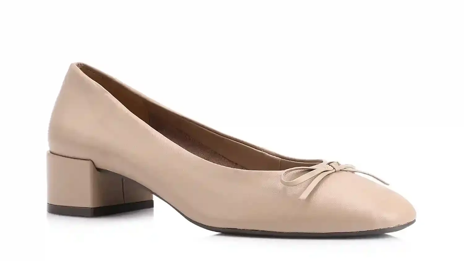 Scarpin Laço Couro Bege
