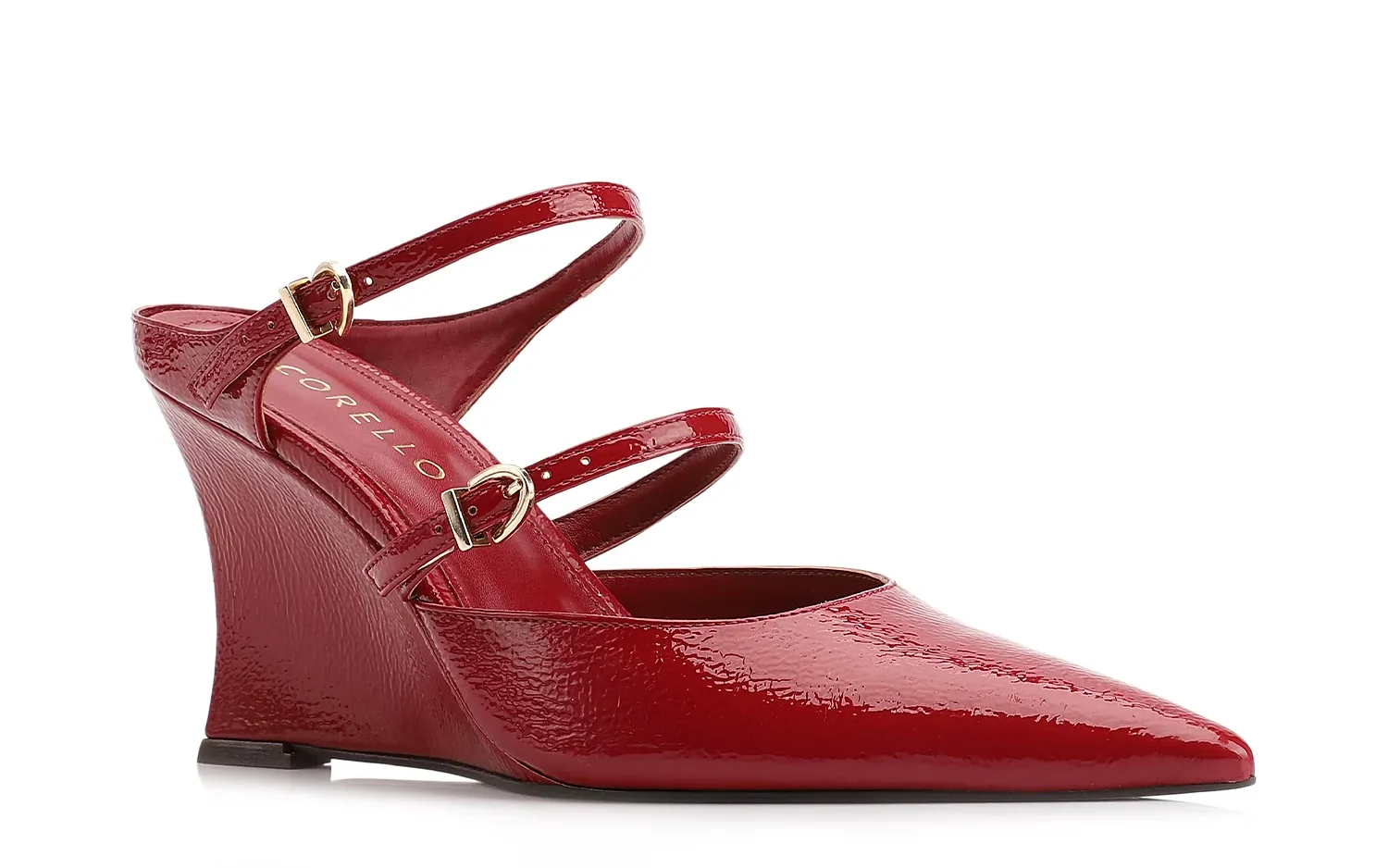 Mule Anabela Alt Verniz Vermelho