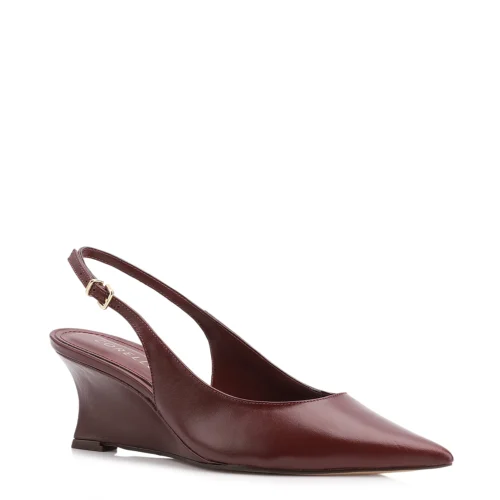 Scarpin Anabela Couro Vinho
