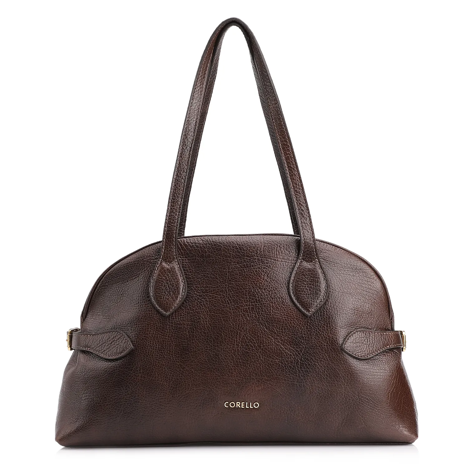 Bolsa De Ombro Corello em couro antique, modelo estruturado, possui detalhe lateral regulável e design versátil. A combinação entre acabamento sofisticado e linhas contemporâneas torna a peça ideal para compor looks de trabalho, alfaiataria e produções casuais com elegância