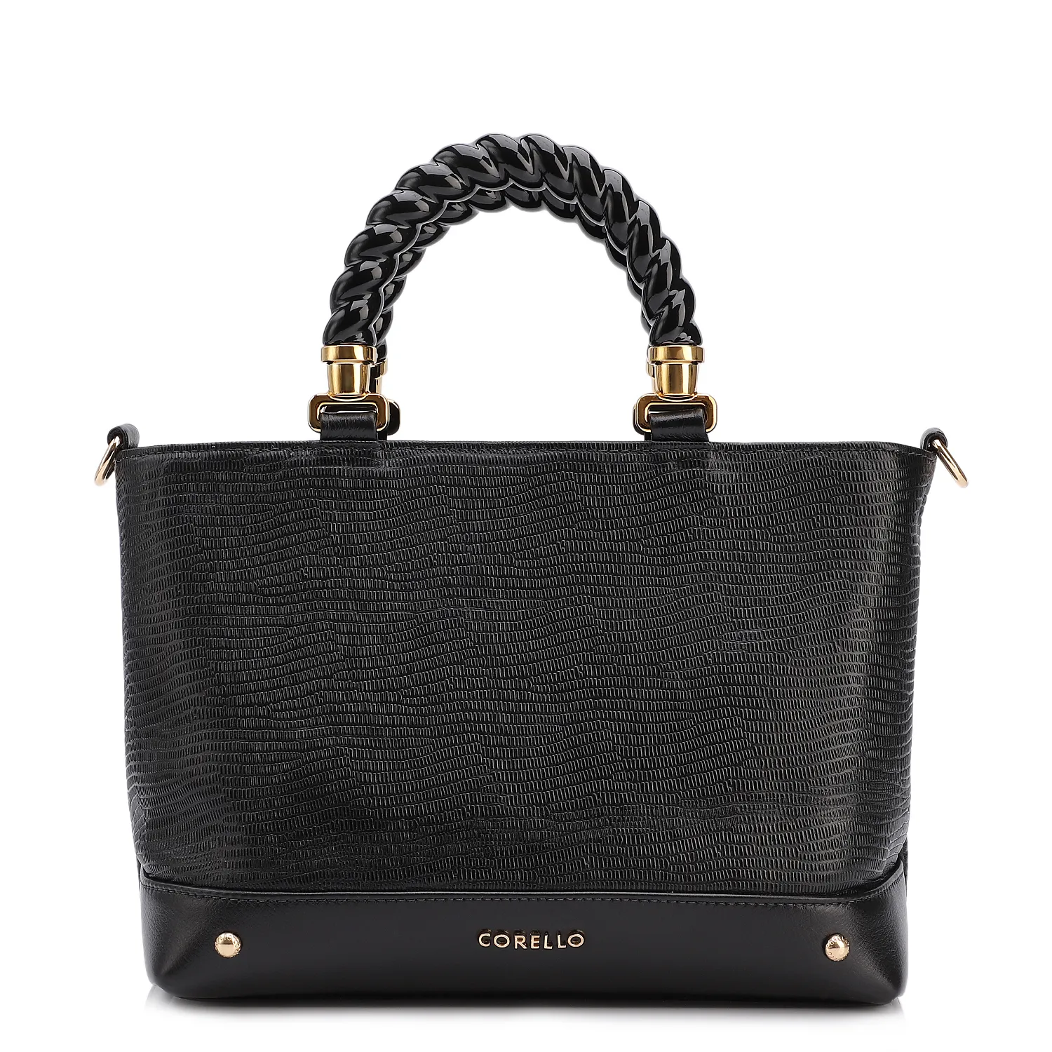 olsa Tote Corello em Couro possui alça de resina torcida e design estruturado. Com texturas onduladas e acabamento sofisticado, é a escolha ideal para quem busca uma bolsa elegante, versátil e moderna para o trabalho ou produções casuais refinadas.