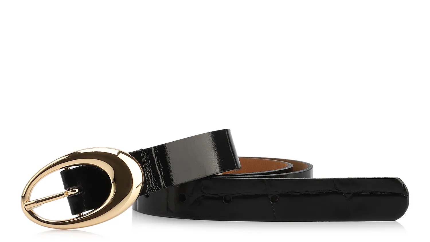 Cinto Corello é feito em couro, possui ferragem oval dourado, apresenta design moderno e elegante, acessório perfeito para finalizar produções.
