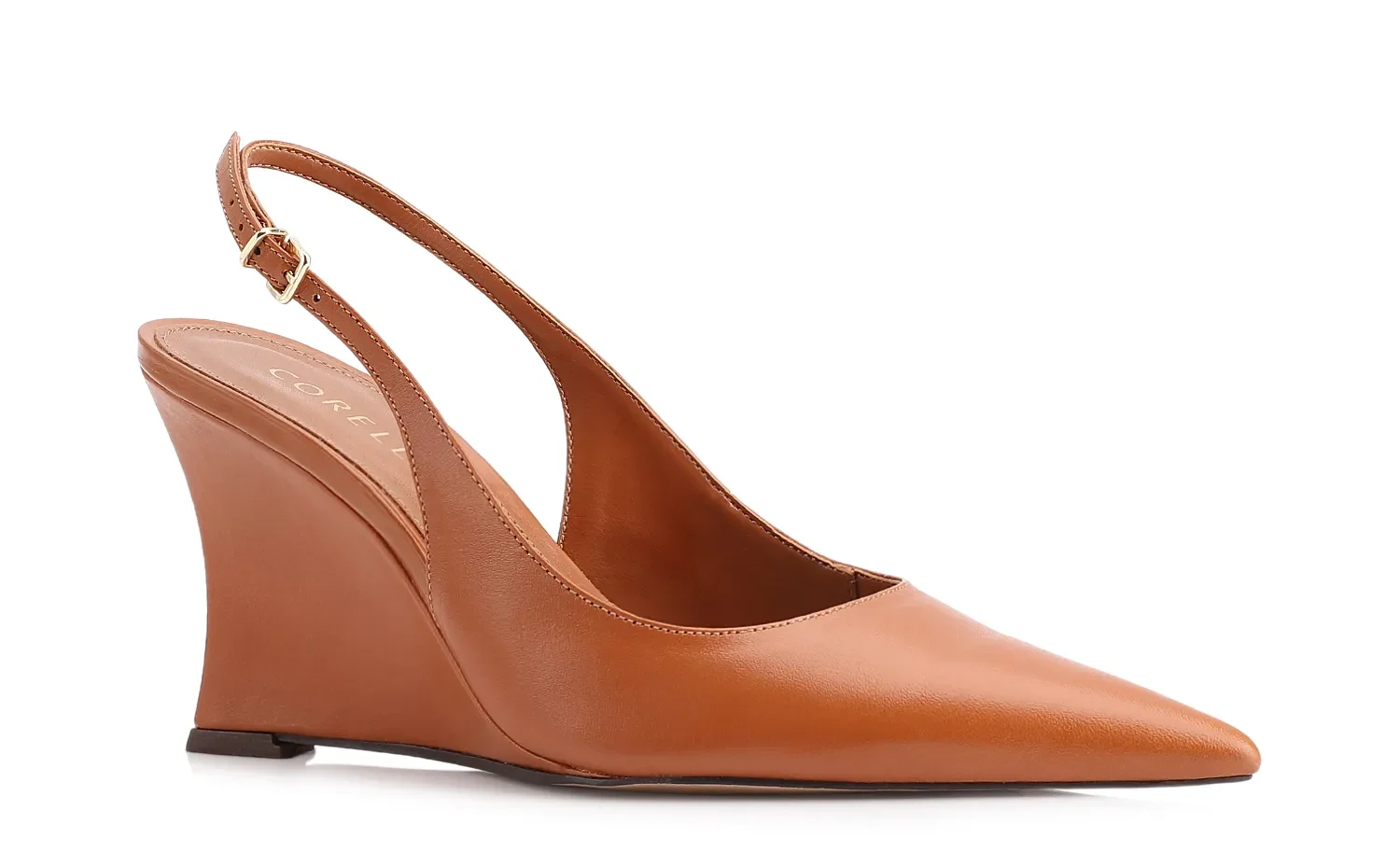 O Scarpin Anabela Corello surge em couro na cor Marrom Claro Terracota, perfeito para quem busca um toque de elegância e ousadia.
